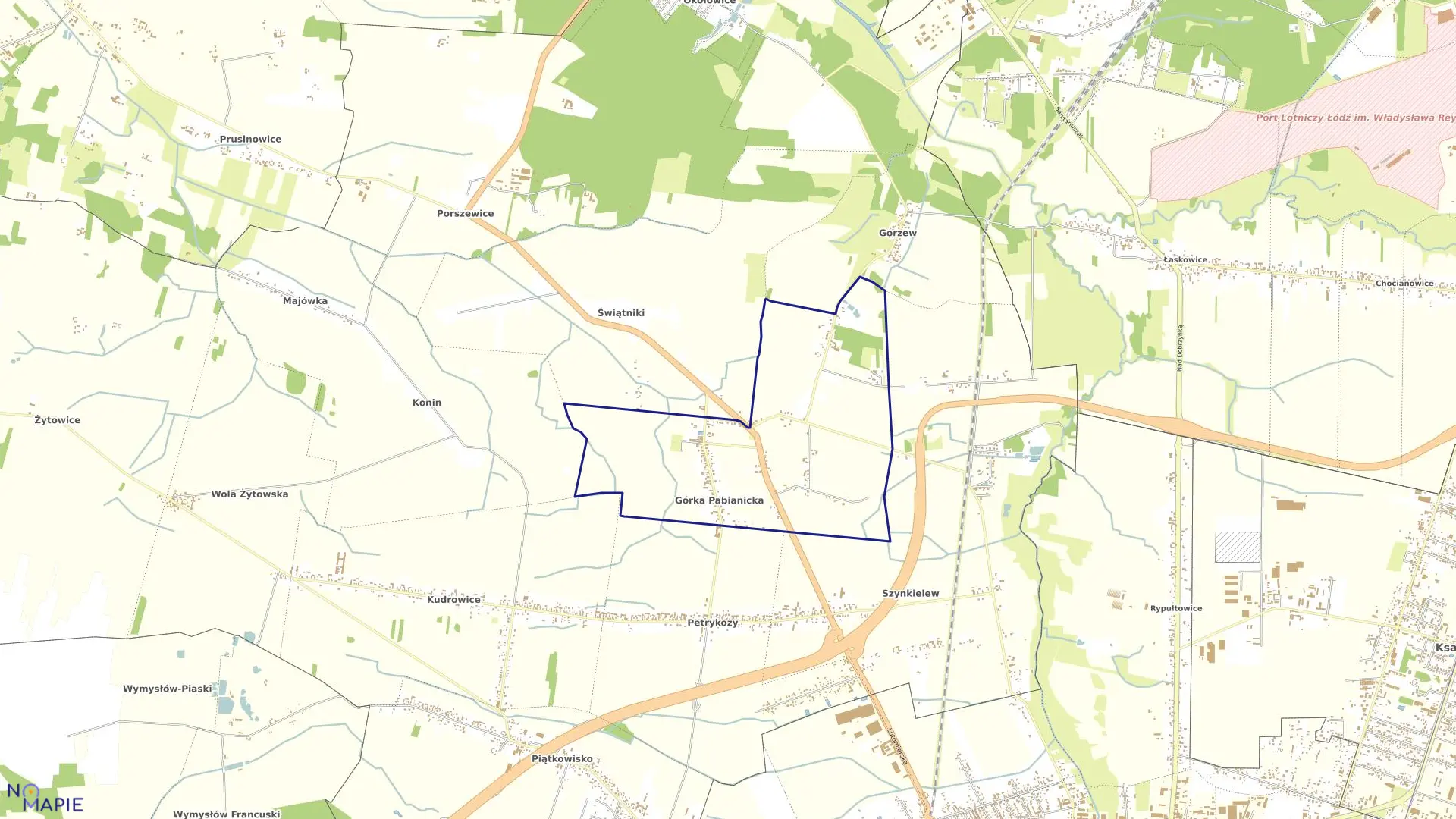 Mapa obrębu Górka Pabianicka-3 w gminie Pabianice